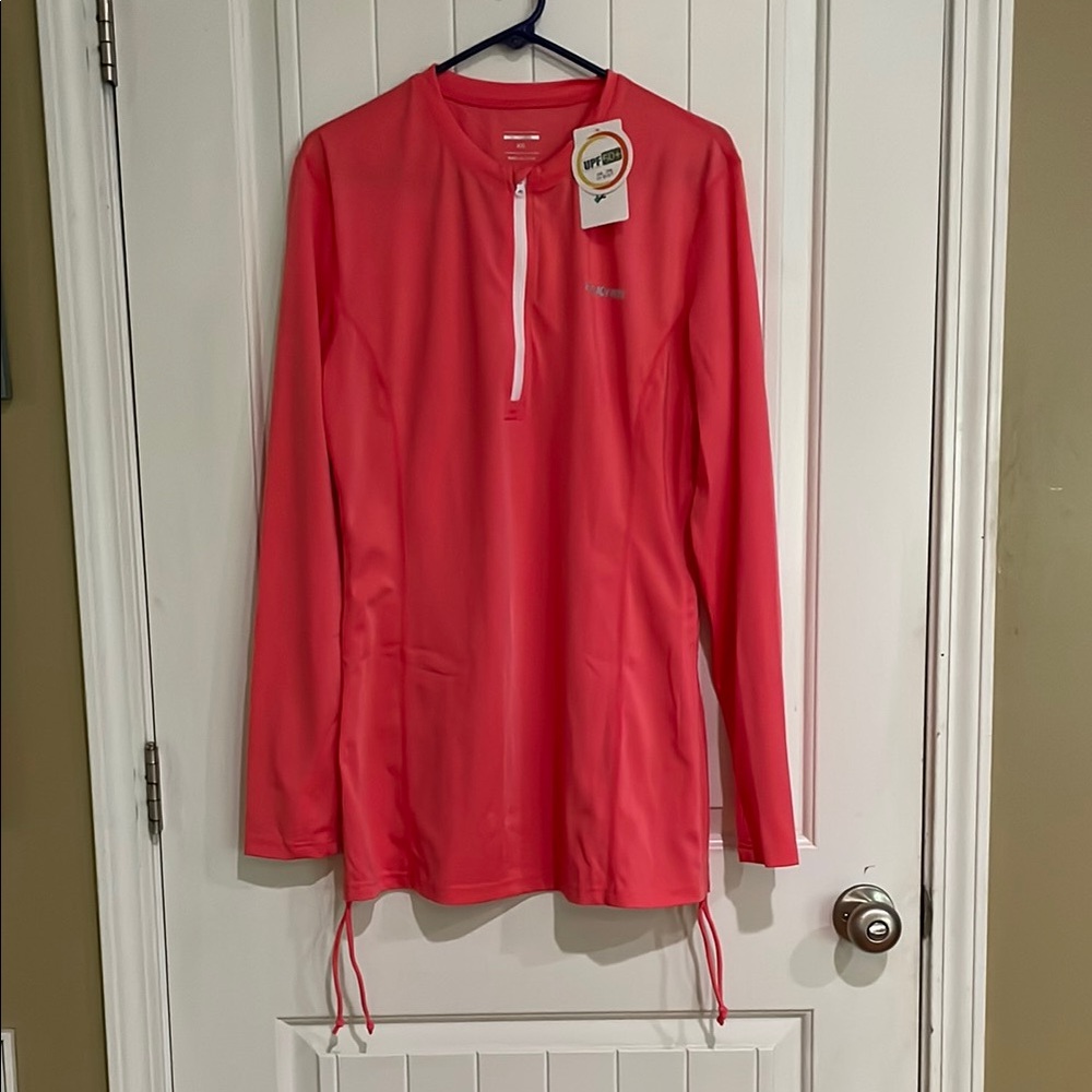 Hiskywin Coral Long Sleeve 1/4 zip XXL UPF 50+ swim shirt